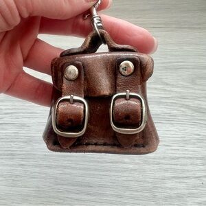 Adorable Mini Brown Leather Backpack Keychain